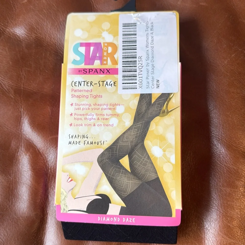 Star Power by Spanx Patterned‎ Shaping Tights Black Size A Diamond Daze NWT